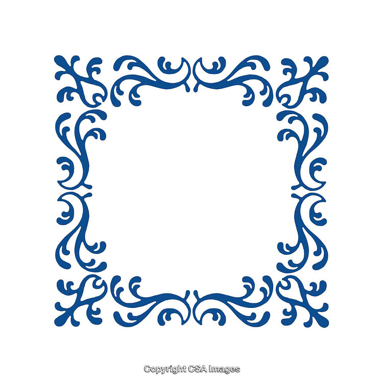 Elegant Blue Floral Decorative Frame Design on White Background
