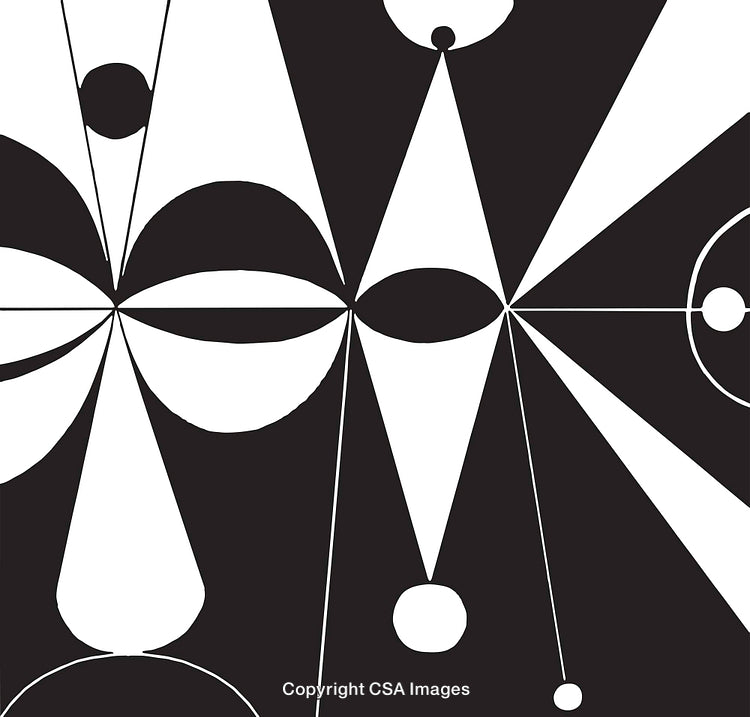 Abstract Geometric Black and White Pattern Featuring Symmetrical Design Elements