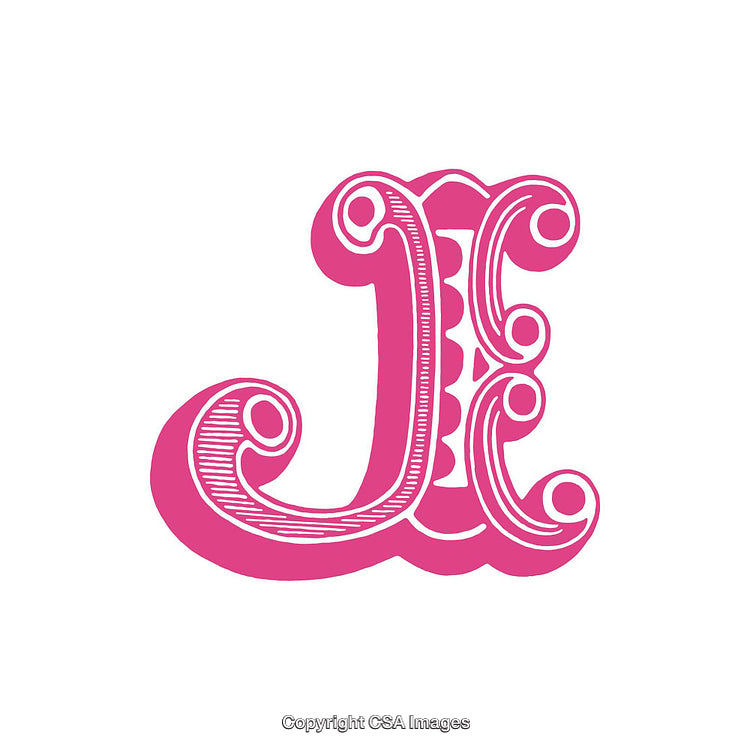 Elegant Ornamental Pink Letter J on a White Background