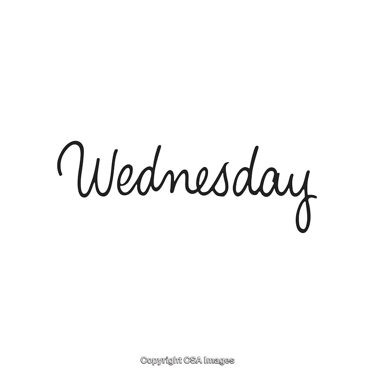 Elegant Handwritten Wednesday Text on a White Background