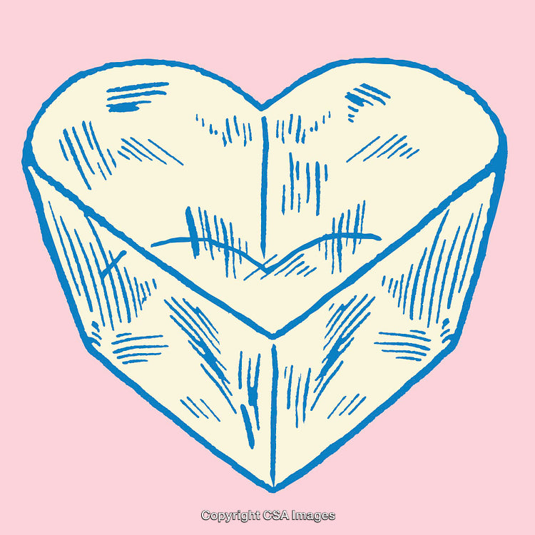 Minimalist Illustration of a Heart Shape in Bold Blue and Pink Tones