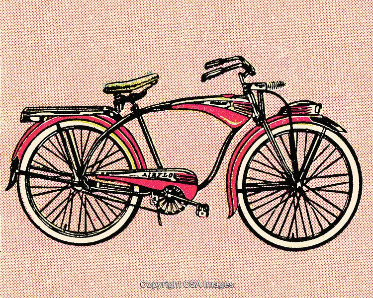Vintage Illustration of Bicycle Art in Retro Comic Style