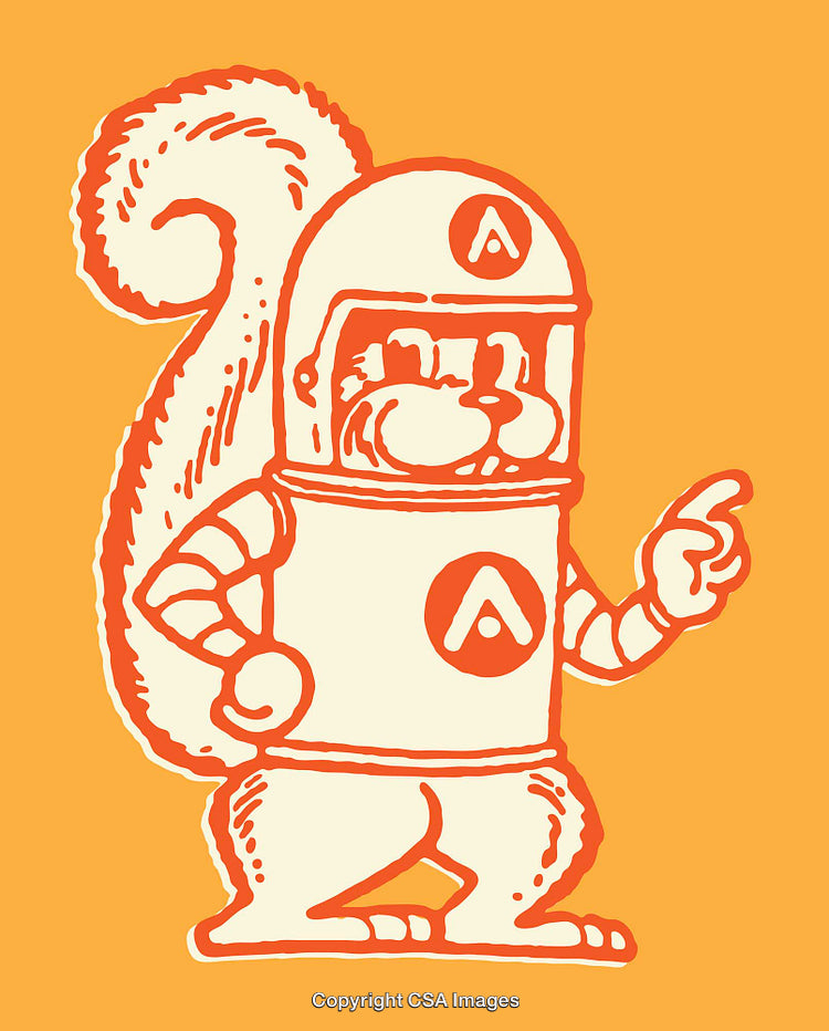 Cartoon Astronaut Squirrel in Orange and Cream Color Illustration