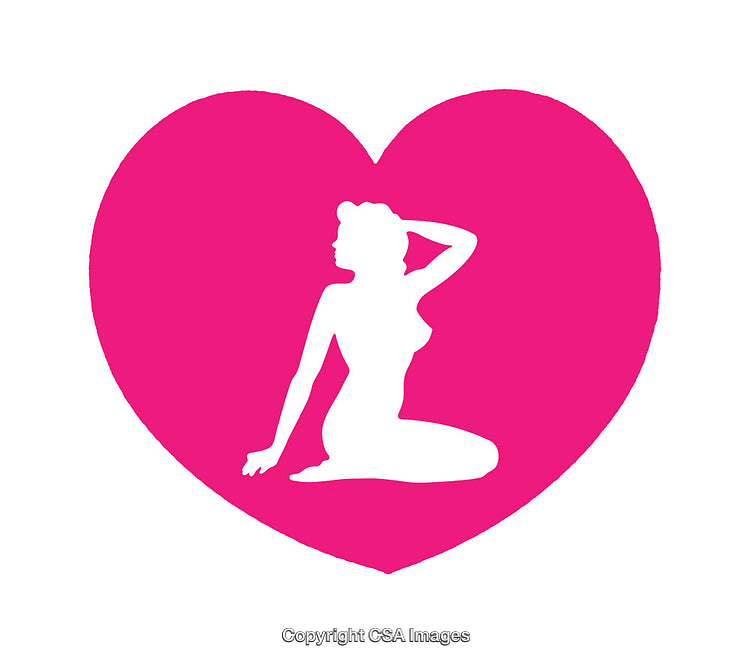 Silhouette of a Woman in a Pink Heart Illustration