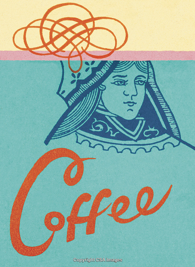 Retro Coffee Card with Stylized Art and Elegant Lettering Design