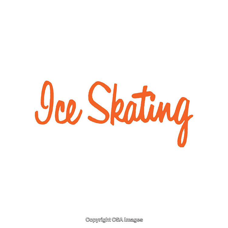 Stylish Handwritten Text Illustration Highlighting Ice Skating in Vibrant Orange