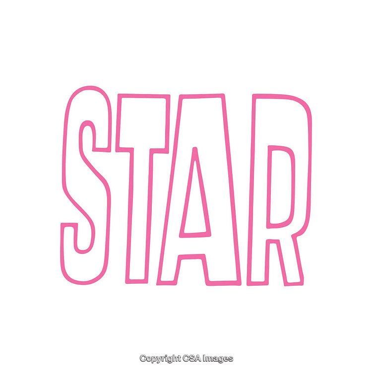 Stylized Pink Outline Text 'Star' on Crisp White Background