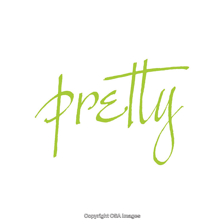 Green Handwritten Script Word Art with 'Pretty' Highlighting Style