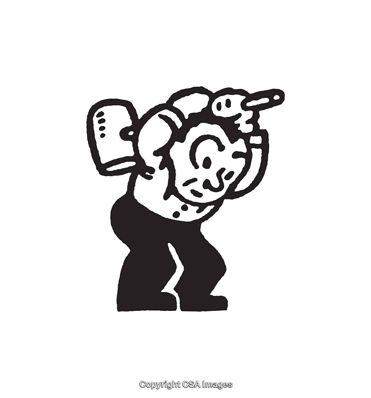 Black and White Illustration of a Worker Lifting a Heavy Object