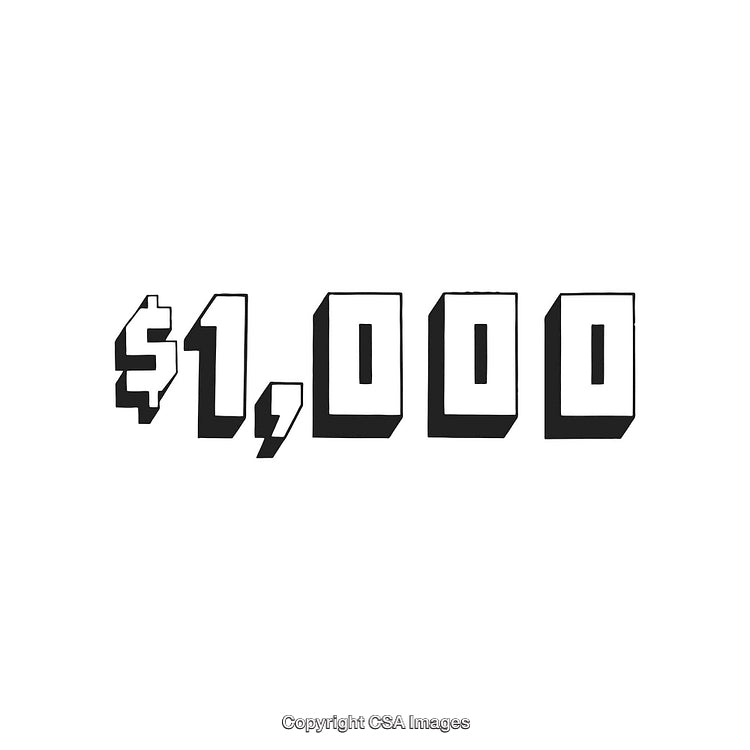 Bold Graphic Display of One Thousand Dollars in Stylized Text Design