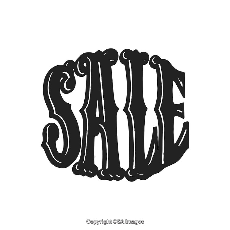 Vintage Typography Banner Design Featuring Word Sale in Bold Ornamental Style