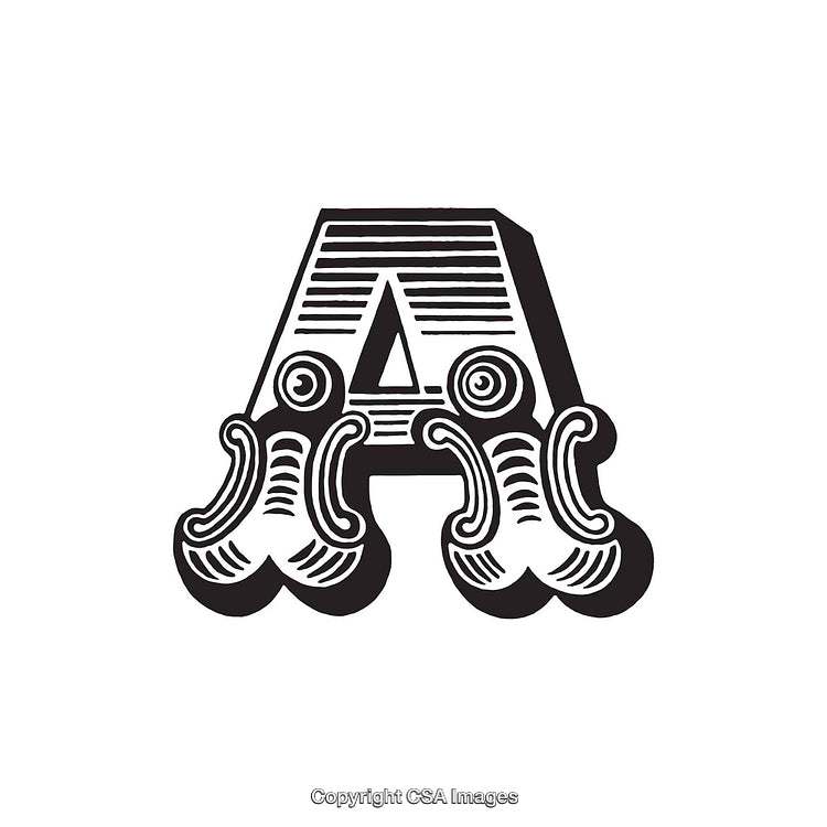 Intricately Designed Letter A Logo in Black and White Style