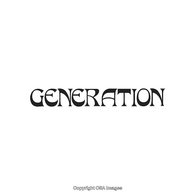 Stylized Word 'Generation' in Unique Artistic Lettering on White Background