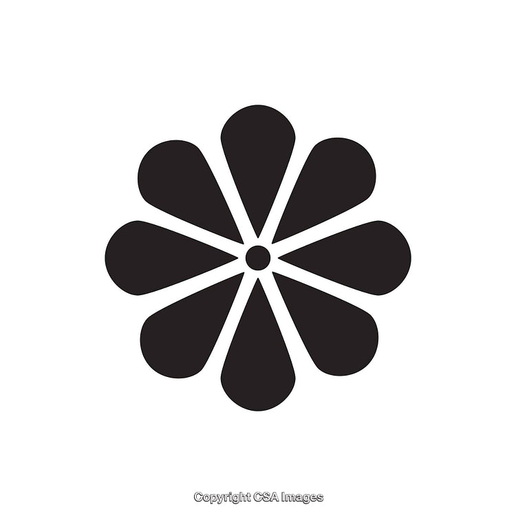 Black and White Floral Dingbat Symbol with Symmetrical Shapes