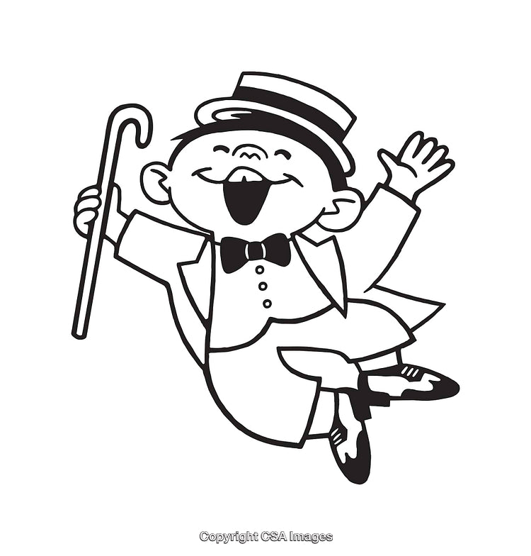 Cartoon Character in Black and White Line Art Illustration