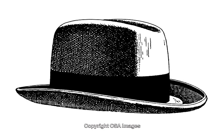Classic Engraved Black and White Illustration of a Fedora Hat