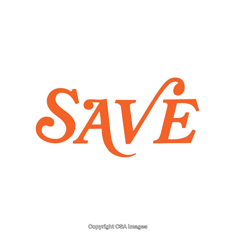 Decorative Orange Save Word Art with Elegant Typography on White Background