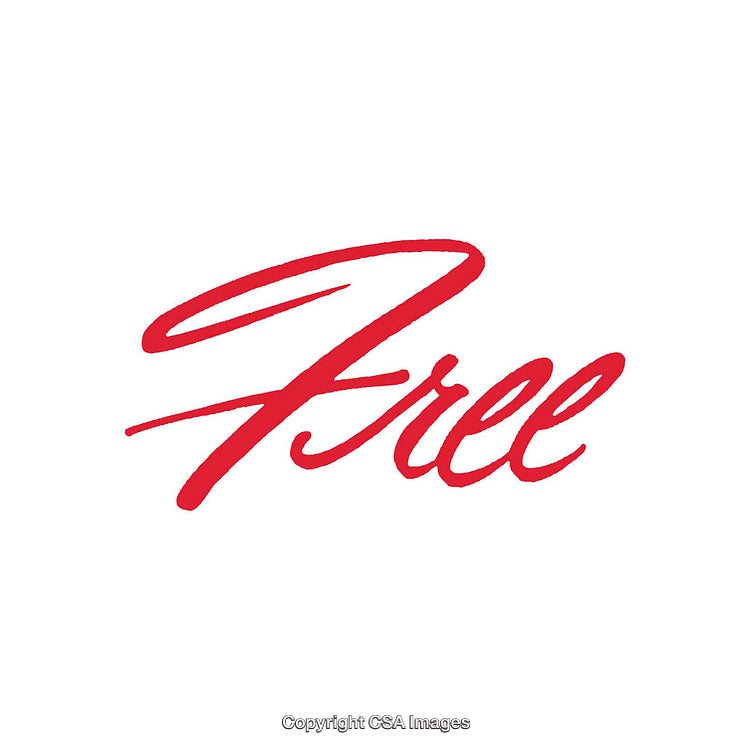 Elegant Red Cursive Text Highlighting "Free" on a Clean White Background