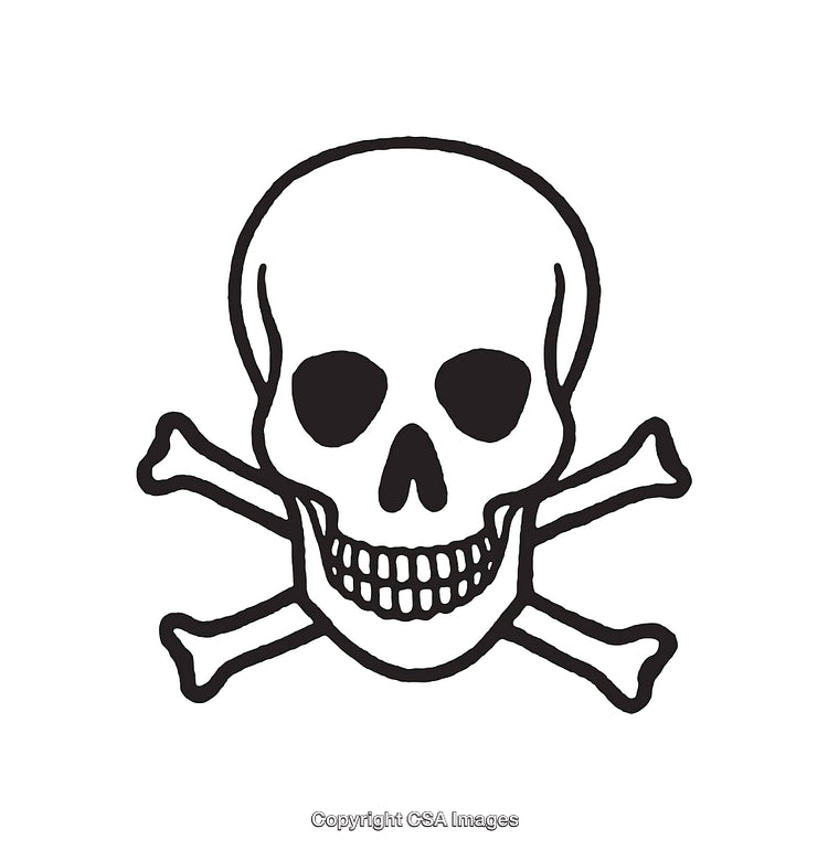 Black and White Skull and Crossbones Line Art Illustration