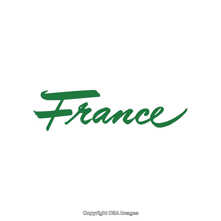 Elegant Green Calligraphy Displaying the Word "France" on a White Background