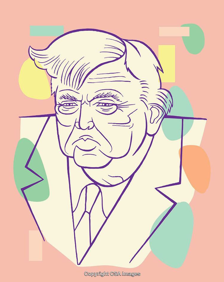 Colorful Line Art Illustration of a Person with Abstract Geometric Background