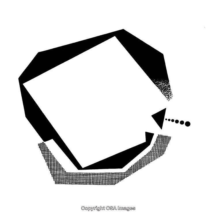 Abstract Black and White Geometric Composition with Creative Borders