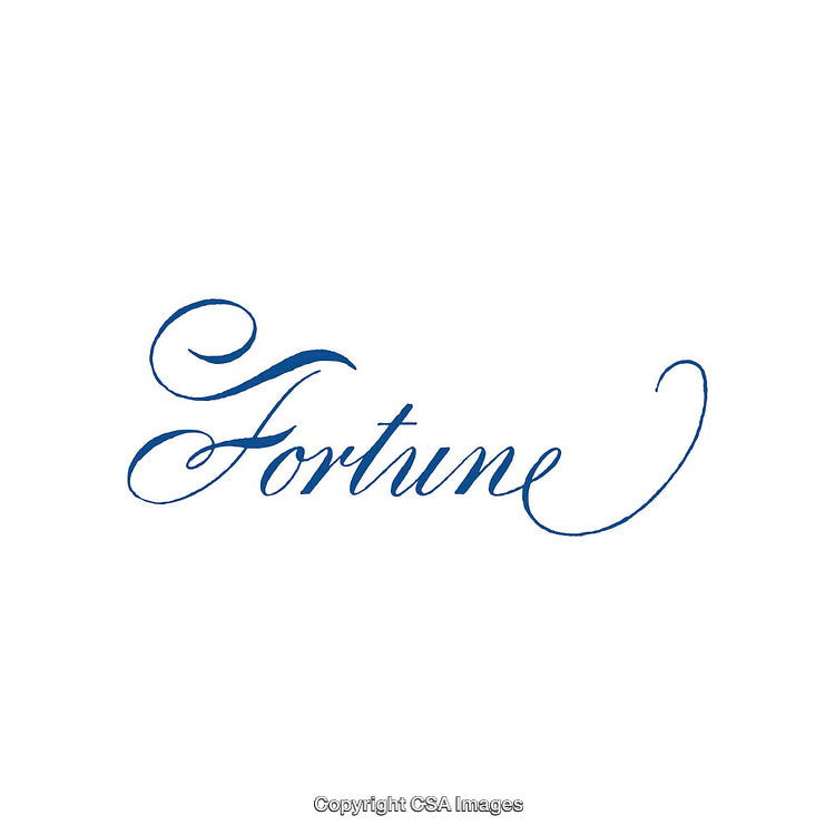 Elegant Calligraphic Word 'Fortune' in Stylish Blue Script