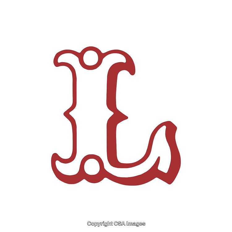 Ornate Red Letter L Isolated on a White Background