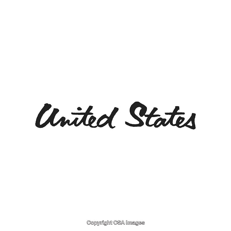 Handwritten Text Depicting the Words 'United States' on White Background