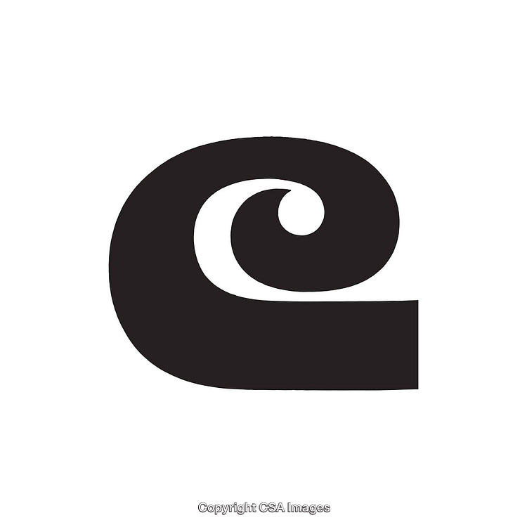 Minimalist Black Typography of the Letter G with Abstract Spiral Design