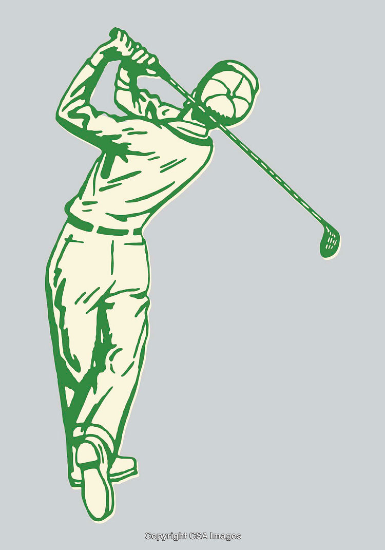 Stylized Line Art of a Golfer Swinging a Club in Action Pose