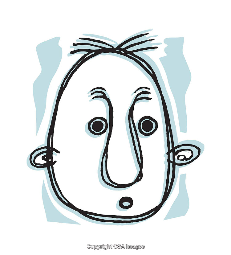 Abstract Cartoon Face Illustration with Unique Expression and Hand-Drawn Style