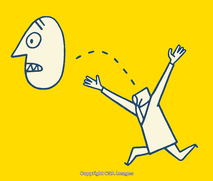 Abstract Line Illustration Depicting a Comical Human-Like Scene