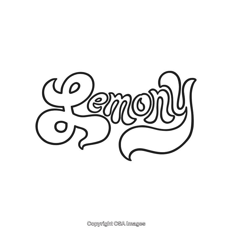 Hand-Drawn Retro Style Text Reading 'Lemony' with Swirling Effects