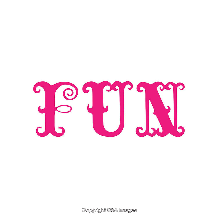 Pink Decorative Typeface Spelling the Word Fun on White Background