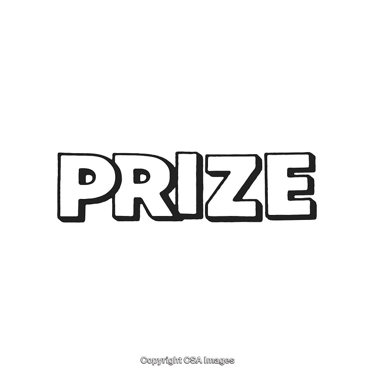 Black and White Illustration Featuring the Word Prize in Bold Letters