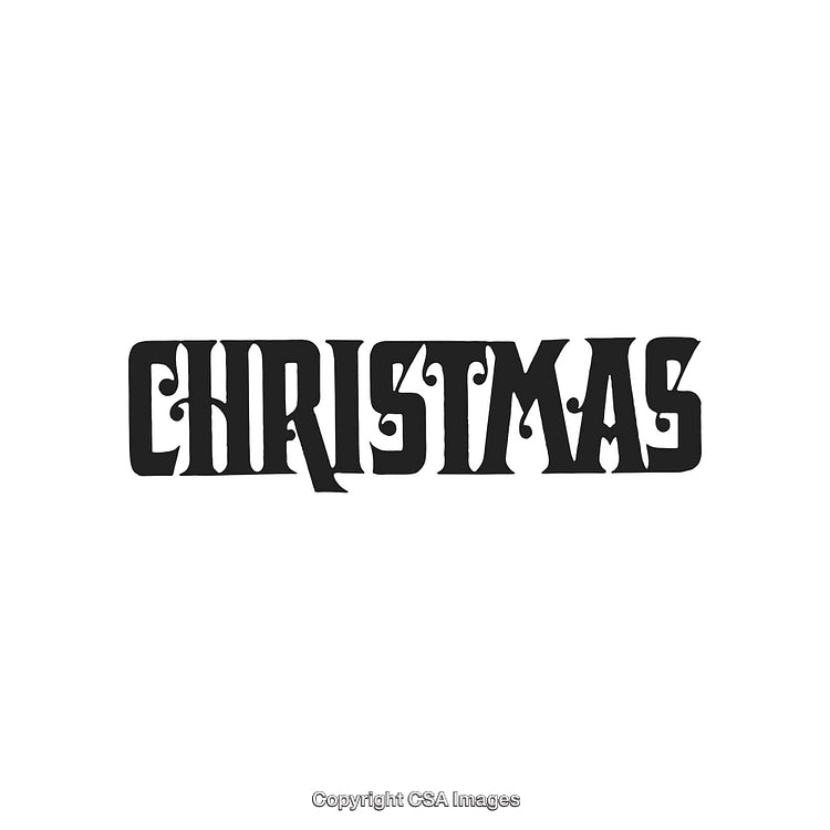 Vintage Black Christmas Typography Design on a White Background