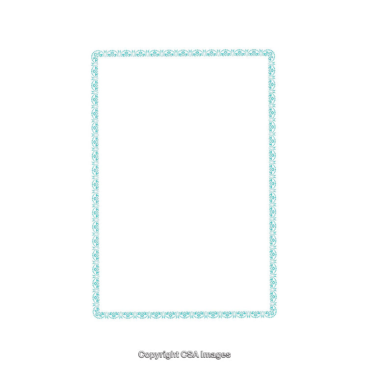 Decorative Blue Ornamental Border on a White Blank Background with Intricate Details