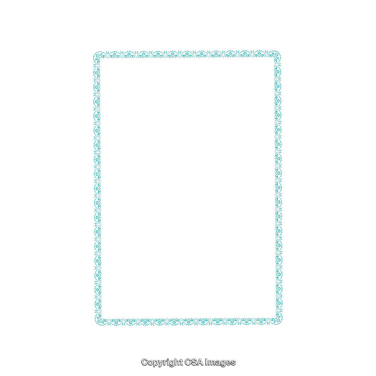 Decorative Blue Ornamental Border on a White Blank Background with Intricate Details
