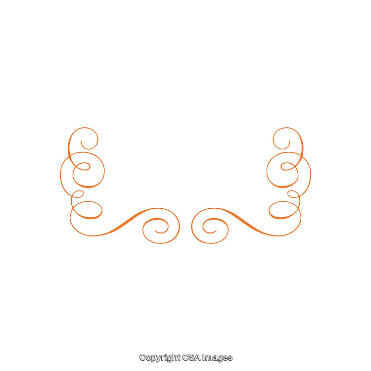 Decorative Swirl Design in Orange on a White Background