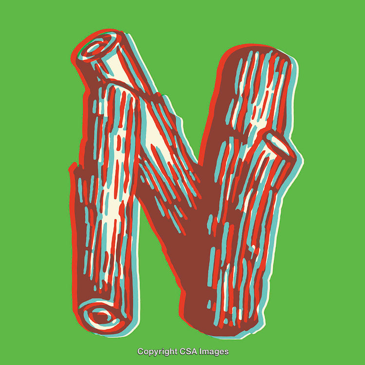 Creative Illustration of the Letter N in Wood Texture