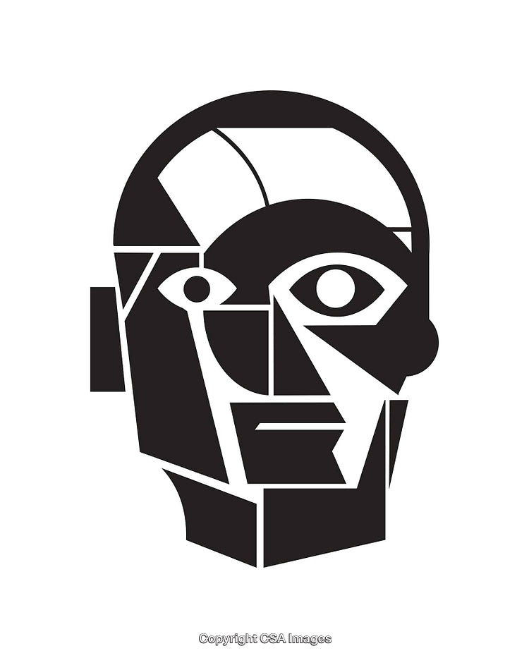 Abstract Geometric Line Art Illustration of a Human Face in Black and White