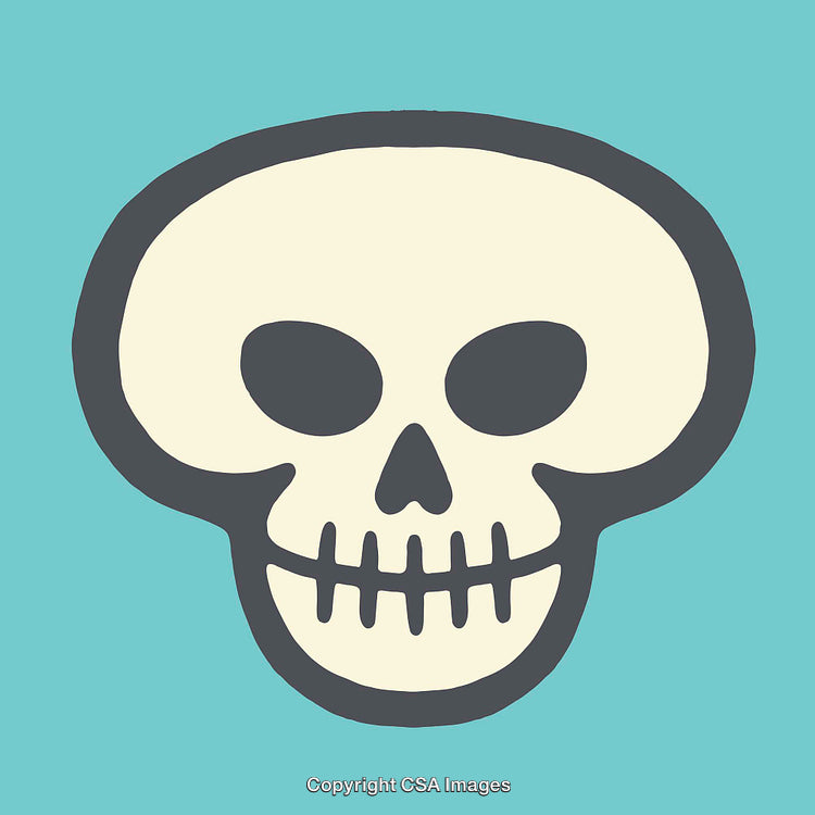 Cartoon Skull Illustration Featuring Simplistic Lines on a Bright Background