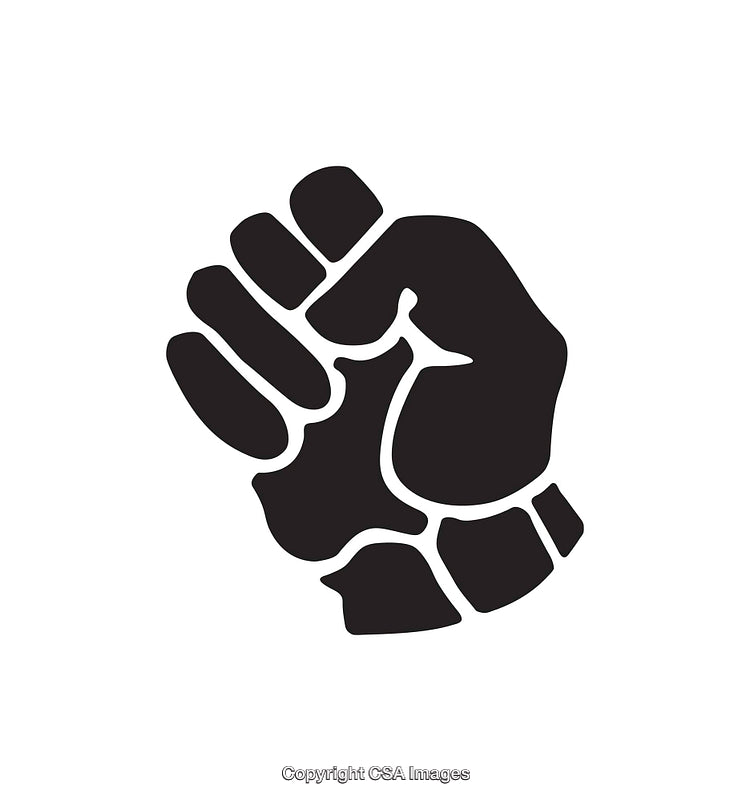 Silhouette of a Raised Fist Representing Strength and Solidarity