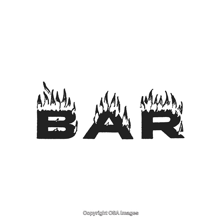 Flaming Letter Art Spelling 'BAR' in Bold Artistic Font Style