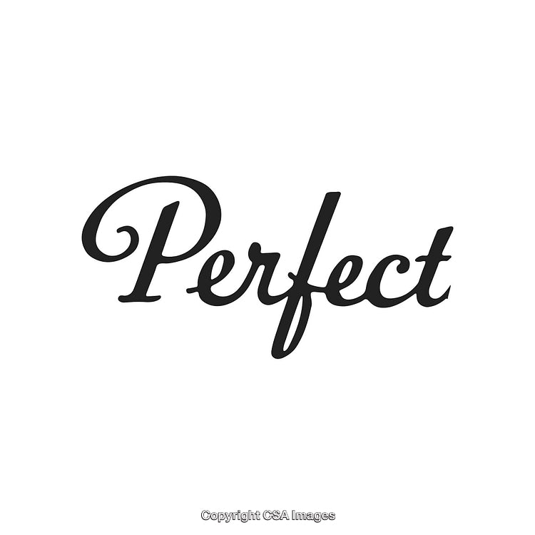 Elegant Typography Word Perfect in Black Script on White Background