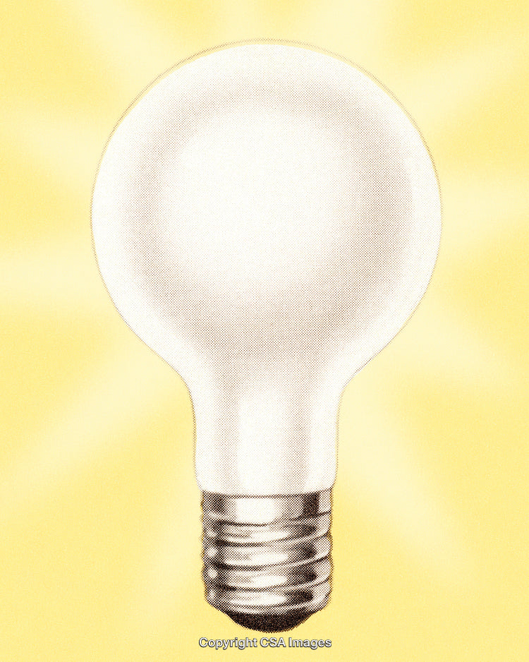 Bright Light Bulb with Illuminated Background Depicting Knowledge and Ideas