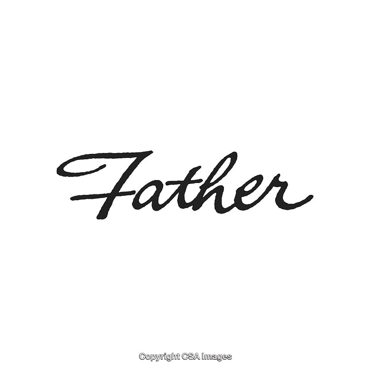 Elegant Handwritten Script of the Word 'Father' on a Clean Background