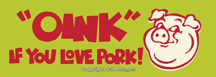 Cartoon Pig Illustration Promoting Pork with a Playful Message Design