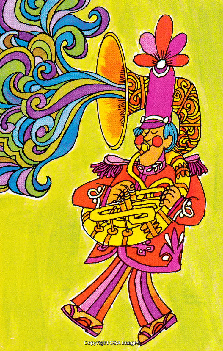 Vibrant Illustration of a Musician with a Colorful Psychedelic Style
